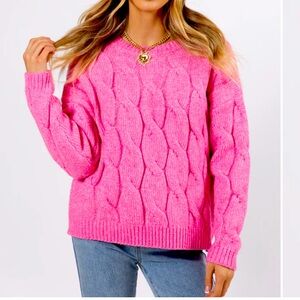 Pink Lily steer me right pink oversized sweater xs